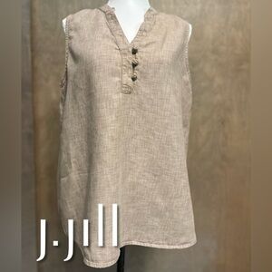 J Jill Linen Sleeveless Top with Button Detail LP